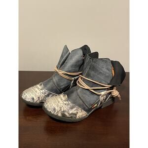 TMA EYES Women's Tie-Accent Leather Lazy Wear Slip-on Ankle Boots Size 38/8 NWOB